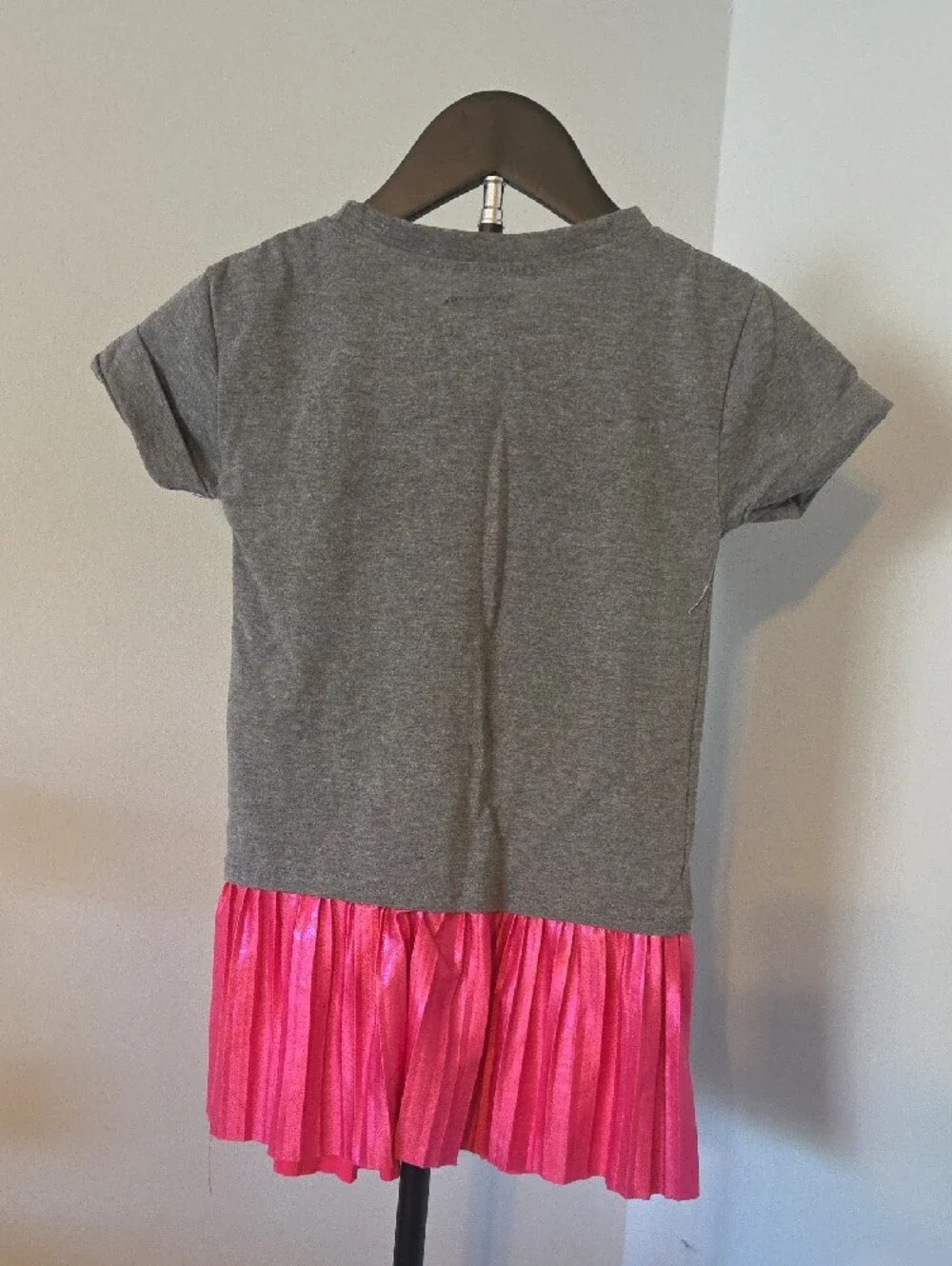 Material Girl Gray Tee Dress with Hot Pink Logo Accent